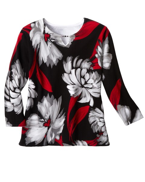 Alfred Dunner Dramatic Floral Sweater
