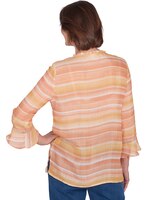 Alfred Dunner® Scottsdale Warm Stripe Floral Embroidered Top thumbnail number 2