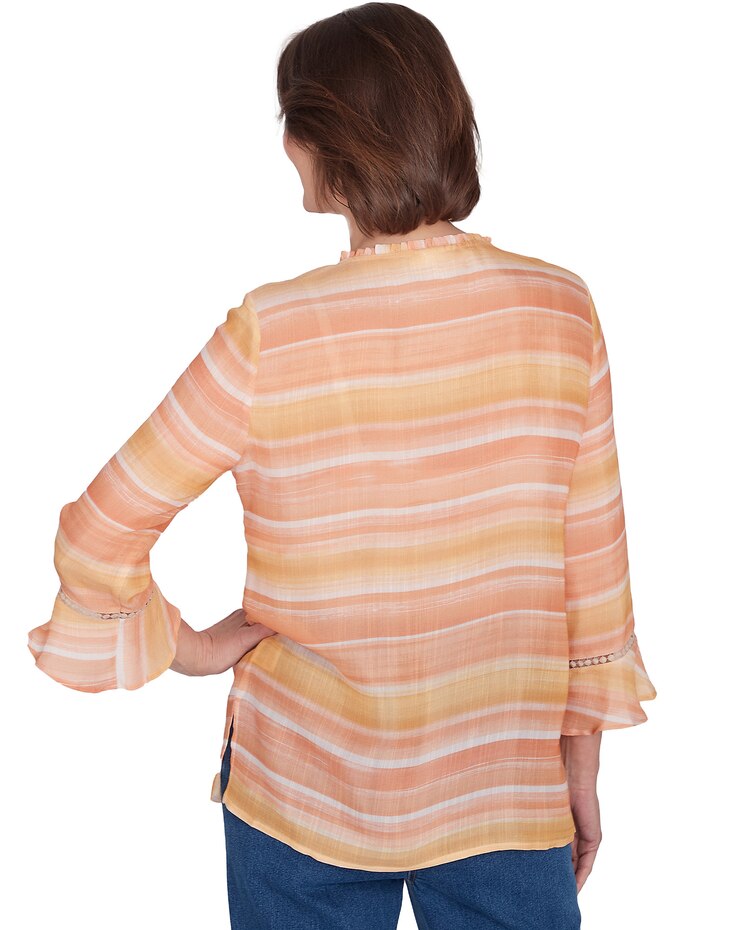 Alfred Dunner® Scottsdale Warm Stripe Floral Embroidered Top image number 2
