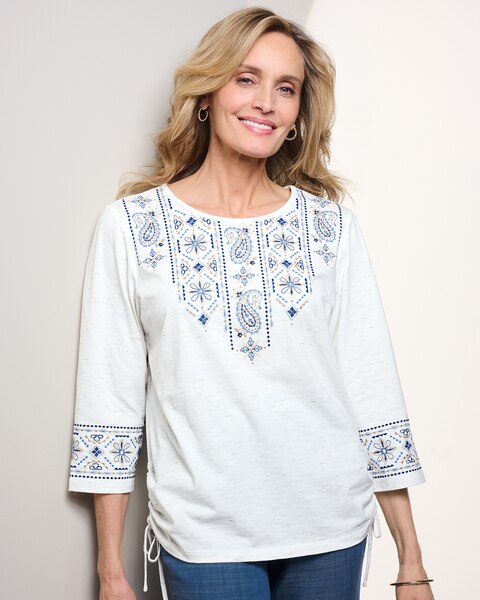 Paisley Embroidery Tee by Alfred Dunner