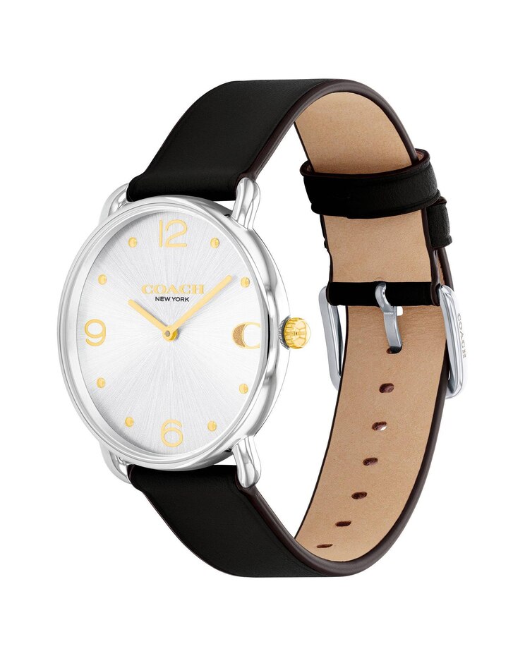 Coach Elliot Black Leather Strap Watch image number 1