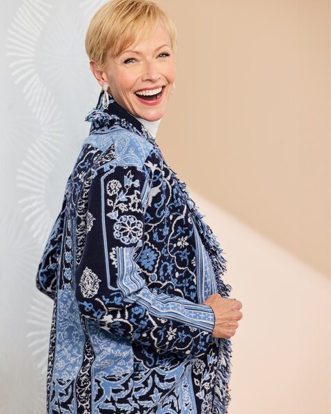 Jacquard Fringe Cardigan
