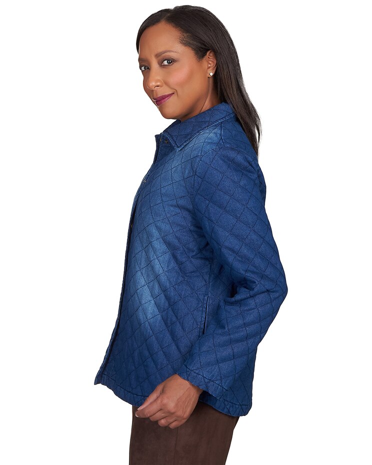 Alfred Dunner® Autumn Weekend Denim Quilt Button Up Jacket image number 4