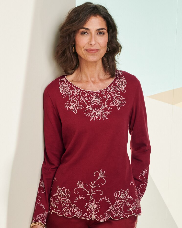 Tonal Embroidered Top image number 1