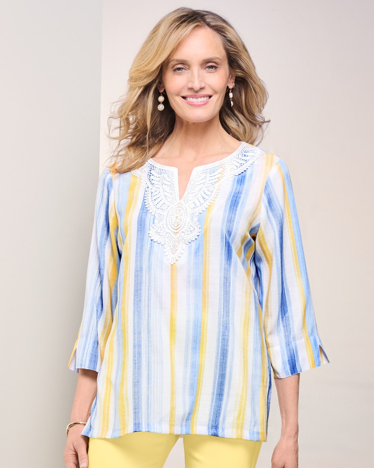Stripe Shirt with Lace Trim by Alfred Dunner image number 1