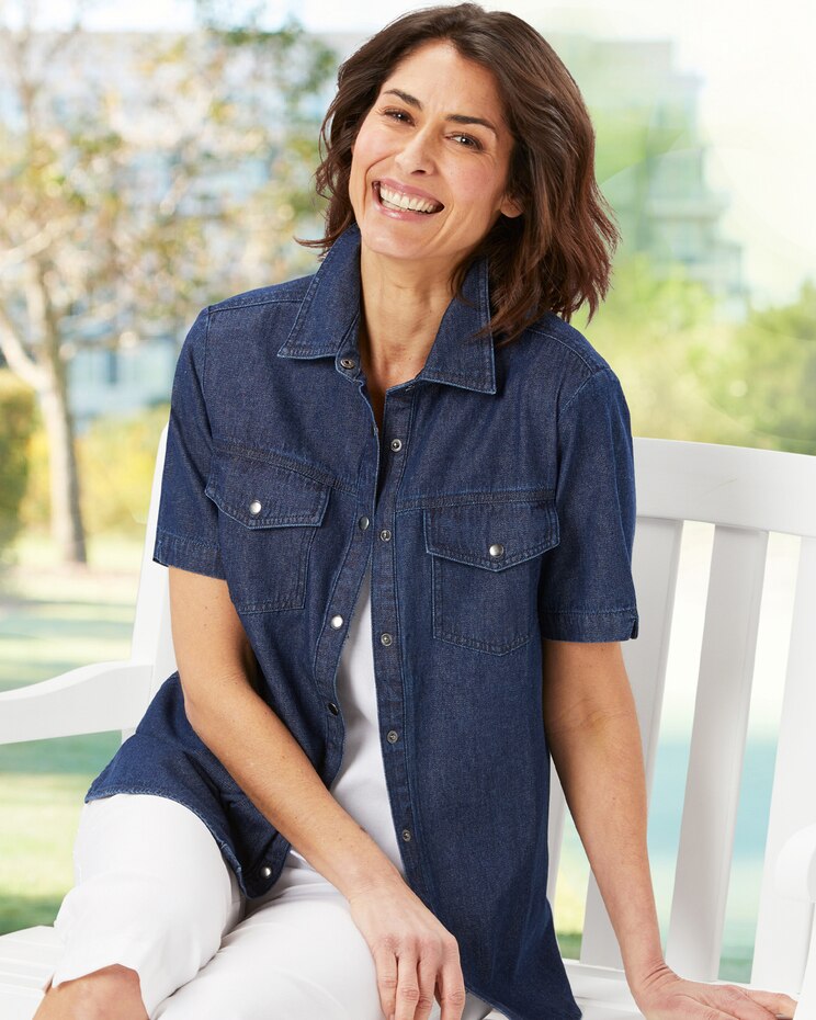 Everyday Denim Short Sleeve Camp Shirt image number 1