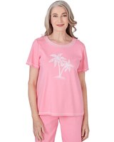 Alfred Dunner® Miami Beach Embroidered Palm Tree Short Sleeve Top thumbnail number 1