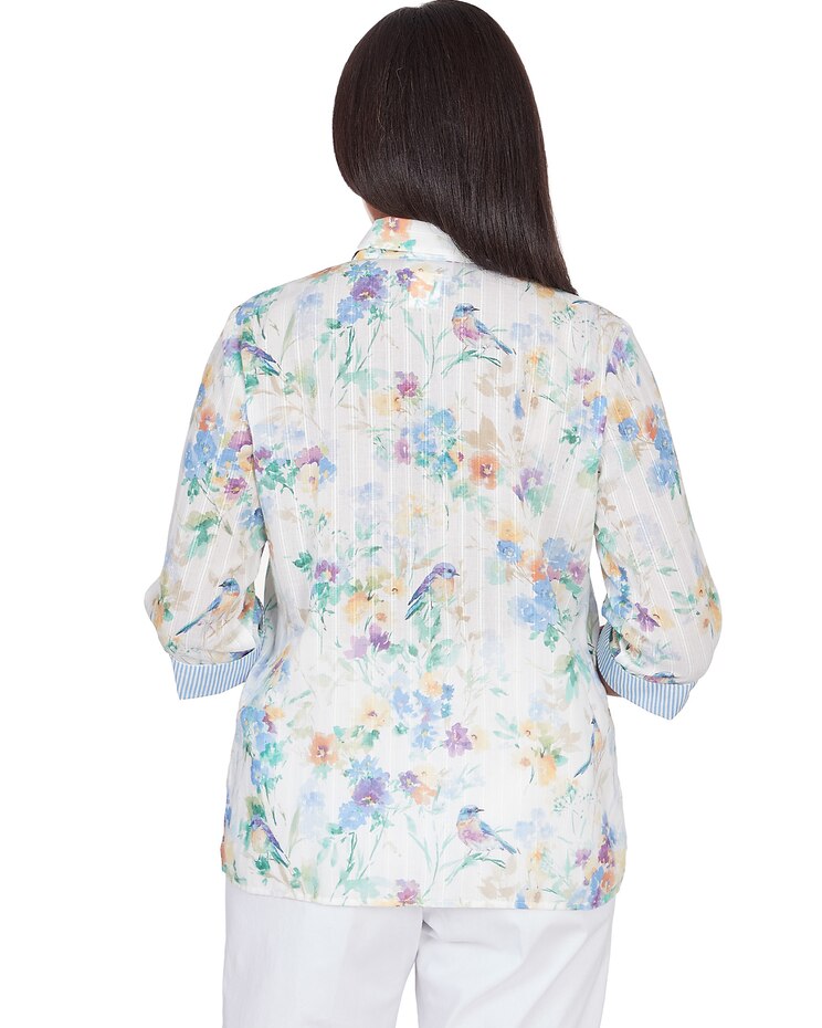Alfred Dunner® Painted Birds Button Down Top image number 2