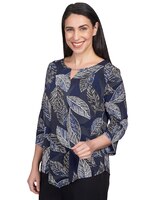 Alfred Dunner® Leaves Pointed Hem Top thumbnail number 3
