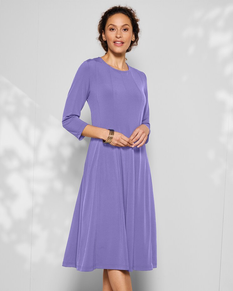 Seamed Fit-and-Flare Knit Dress image number 1