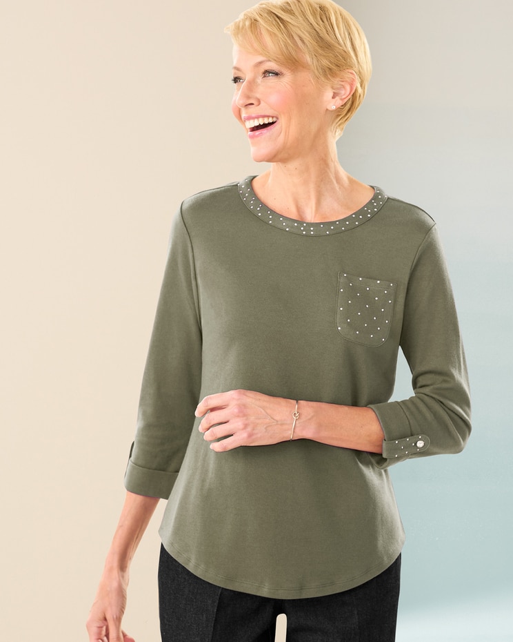 Ladies Who Lunch Knit 3/4 Sleeve Tee image number 1
