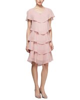 S.L. Fashions Pebble Georgette Caped Tiered Dress thumbnail number 1