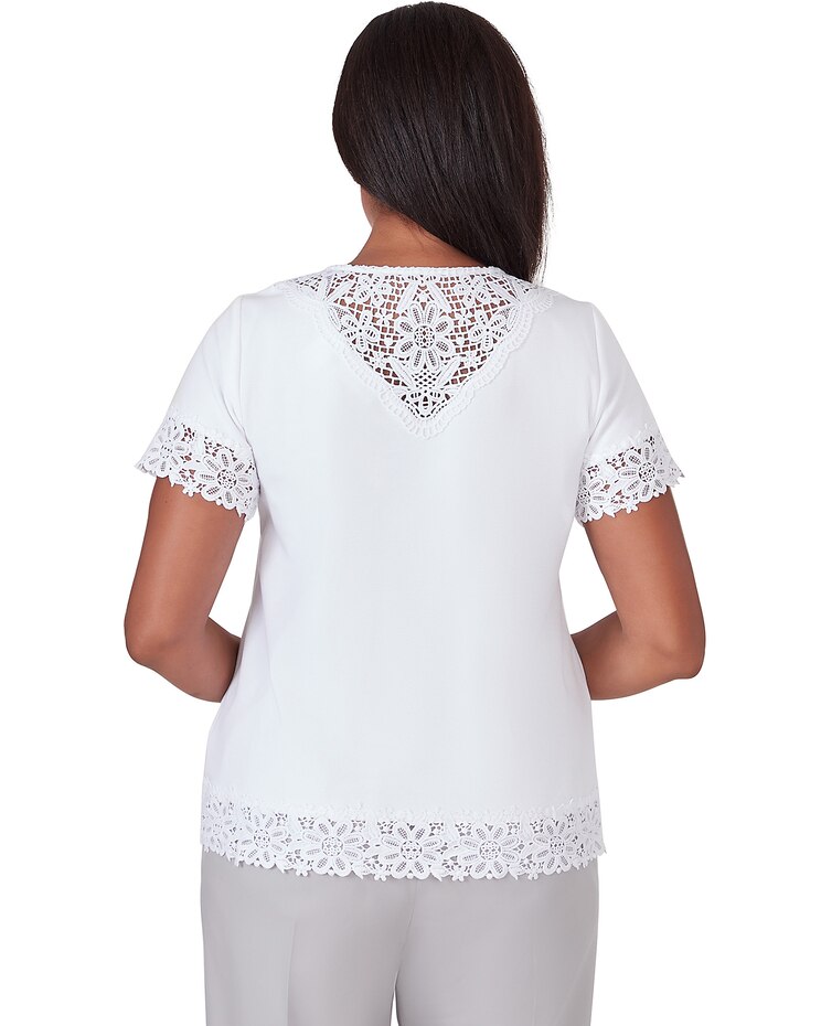 Alfred Dunner® Charleston T-Shirt with Lace Border Details and Detachable Necklace image number 2