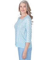 Alfred Dunner® Hyannisport Square Neck Geometric Border Top thumbnail number 4