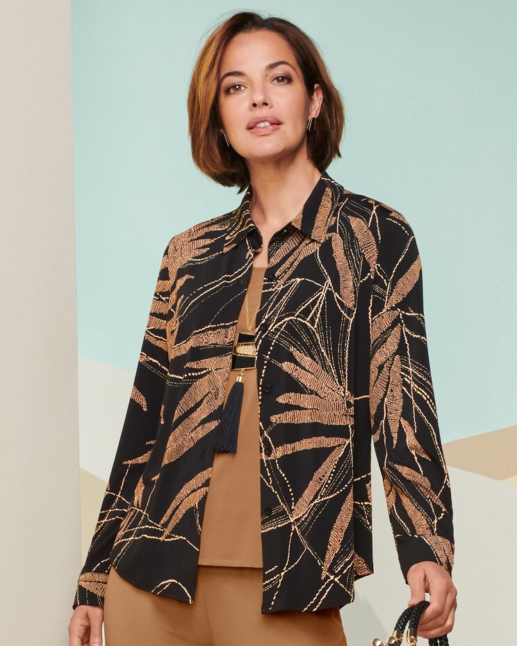 Stencil Leaf Knit Shirt image number 1