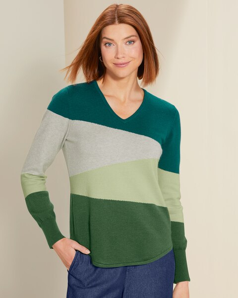 Colorblocked V-Neck Sweater
