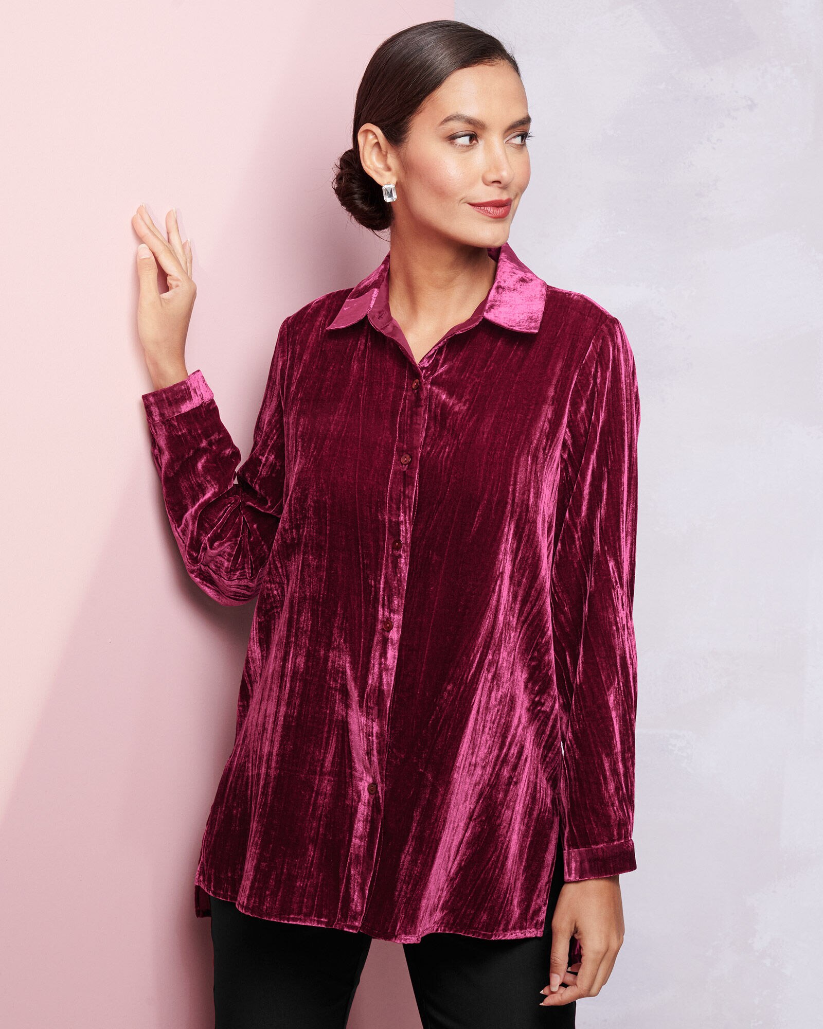 Velvet top shirt women's