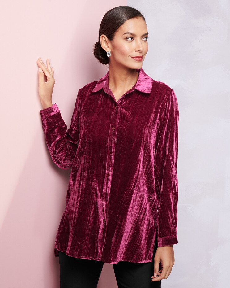 Pleated Velvet Big Shirt image number 1