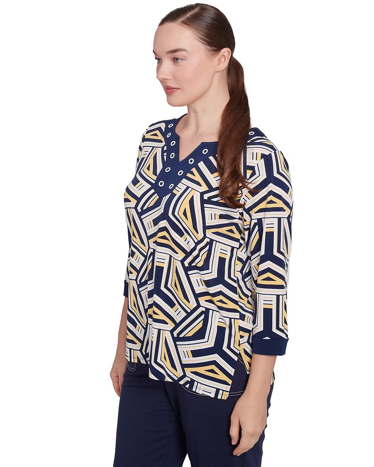 Alfred Dunner® Block Island Geometric Grommet Trim Top image number 3