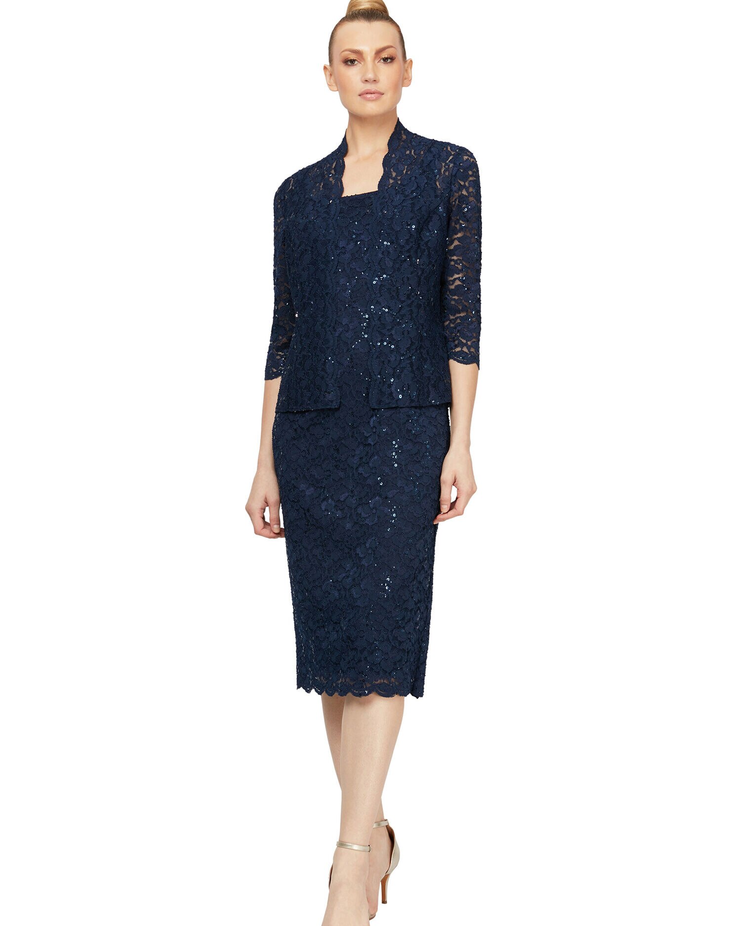 Alex Evenings Sequined Lace Two Piece Jacket Dress Draper s Damon s