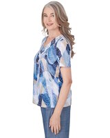Alfred Dunner® Blue Bayou V-Neck Wavy Abstract Top thumbnail number 4