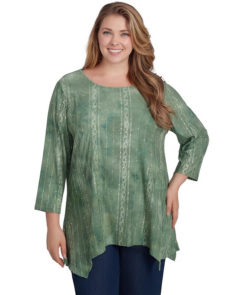 Ruby Rd® Paisley Patch Knit Sequin Top Shark