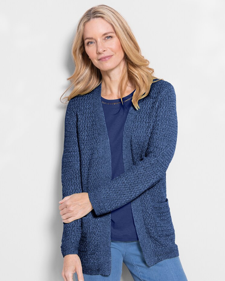 Linen/Cotton Basketweave Cardigan image number 1