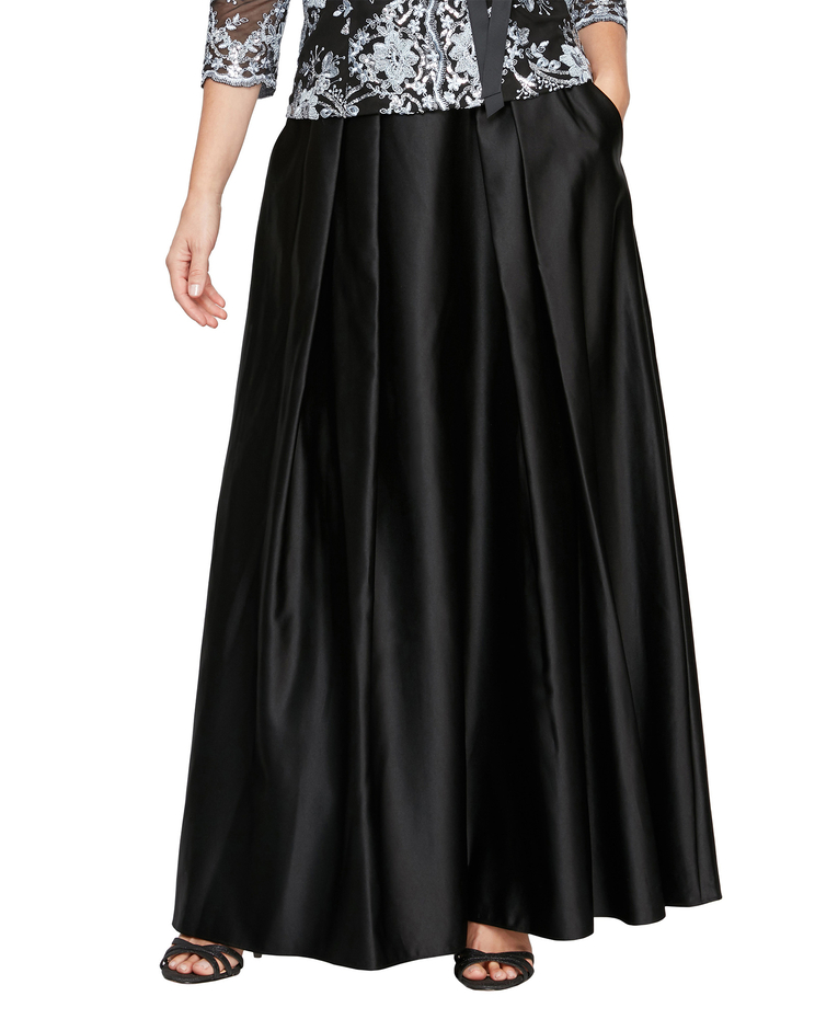 Satin Ballgown Skirt with Pockets and Inverted Pleat Detail image number 1