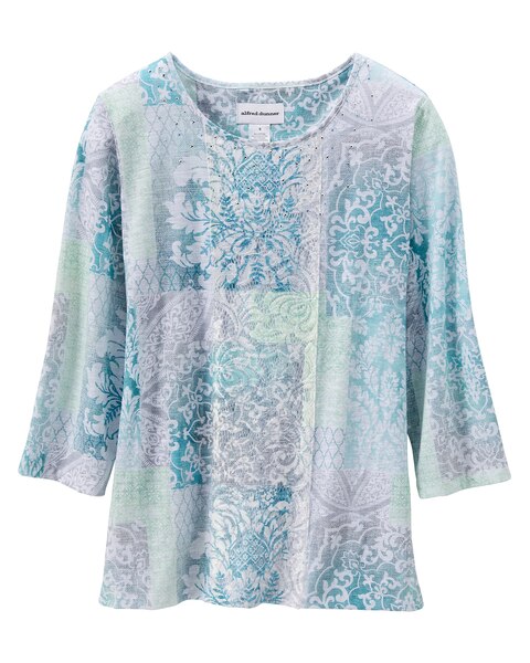 Alfred Dunner Scroll Patchwork Knit Top