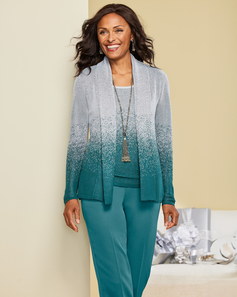 Ombre Shimmer Cardigan & Sweater Tank