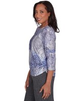 Alfred Dunner® Worth Avenue Medallion Patchwork Beaded Crew Neck Top thumbnail number 4
