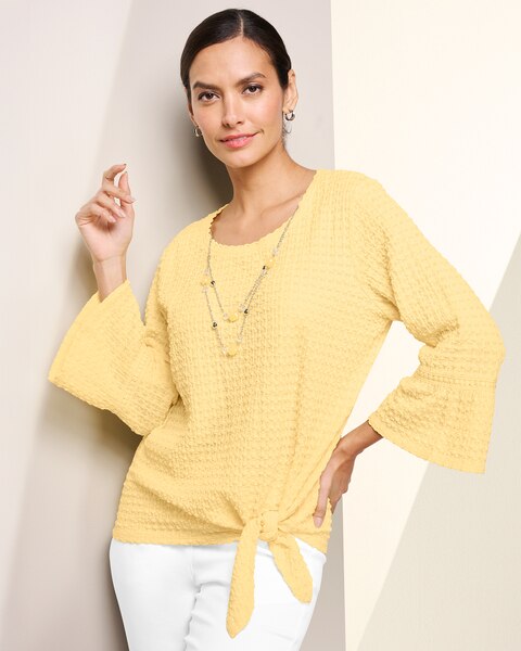 Tie-Front Textured Top by Alfred Dunner
