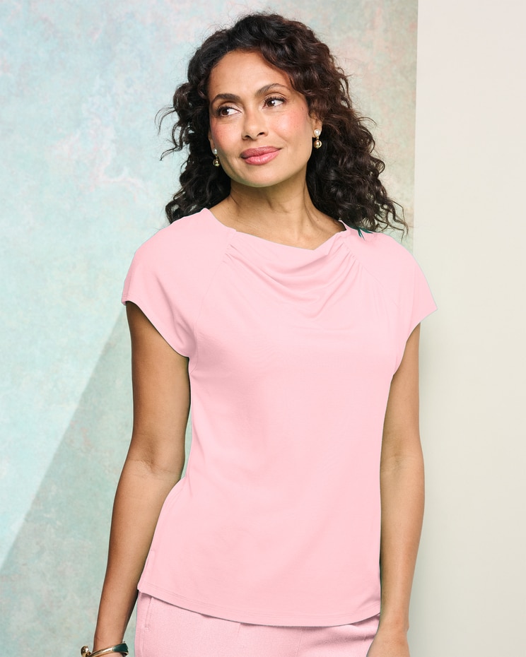 Silky Knit Drape Top image number 1