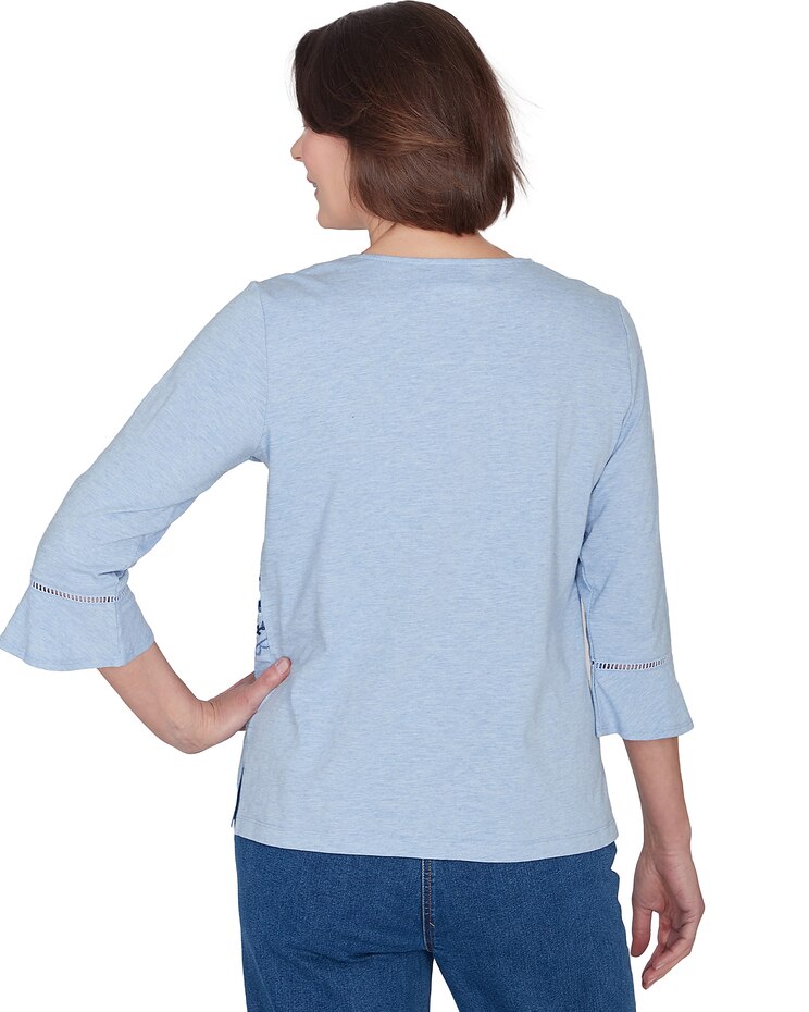 Alfred Dunner® Scottsdale Floral Chevron Beaded Split Neck Top image number 2