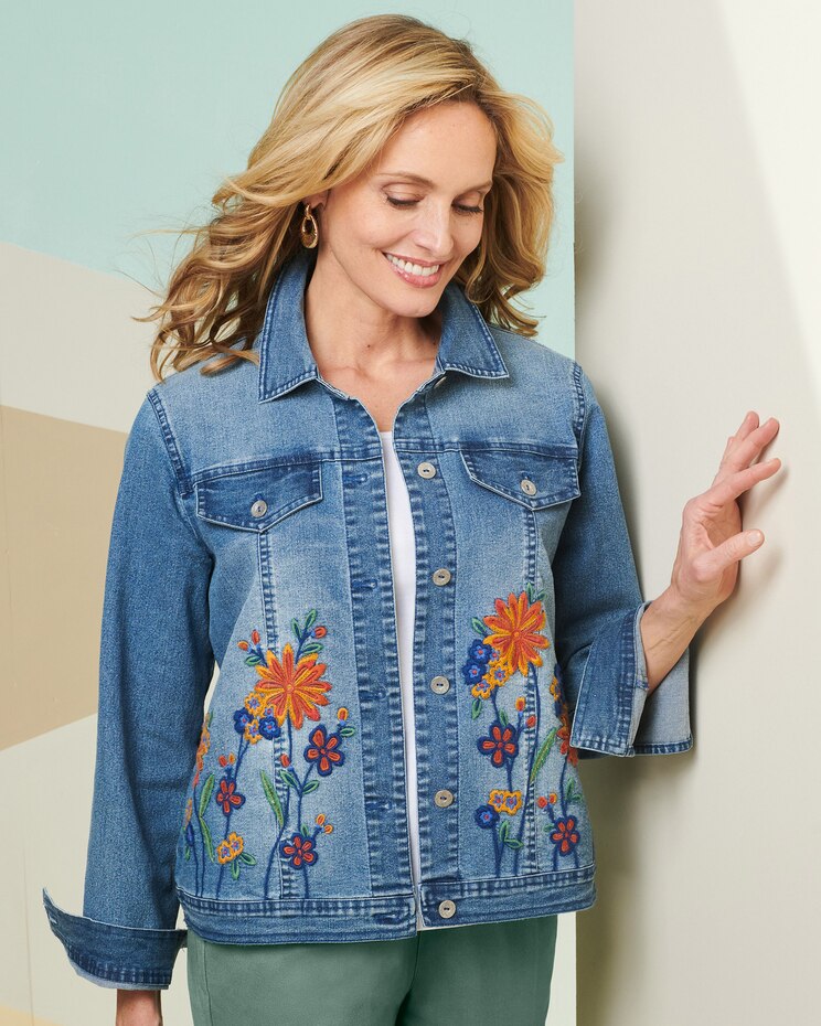 Alfred Dunner Floral Embroidered Jacket image number 1