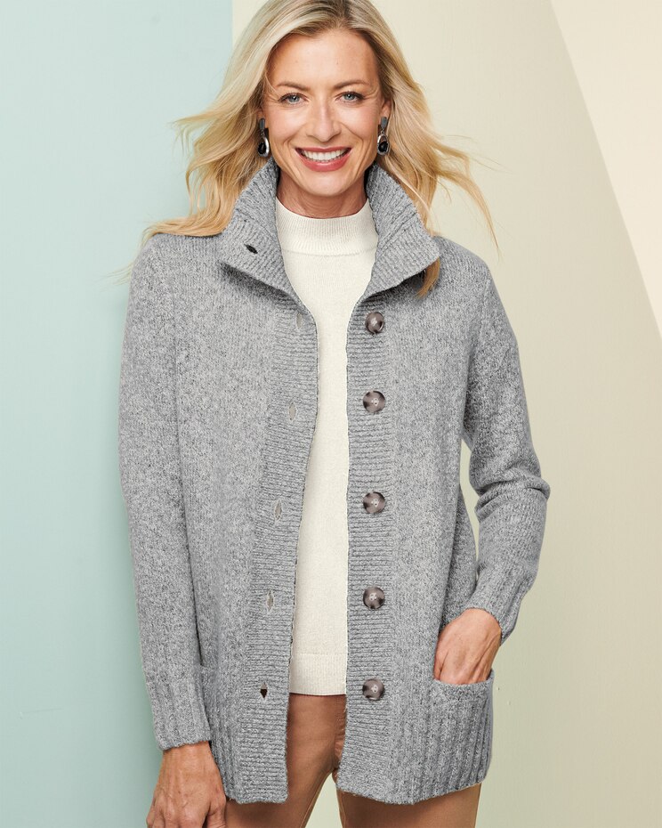 Marled Button Front Sweater Jacket image number 1