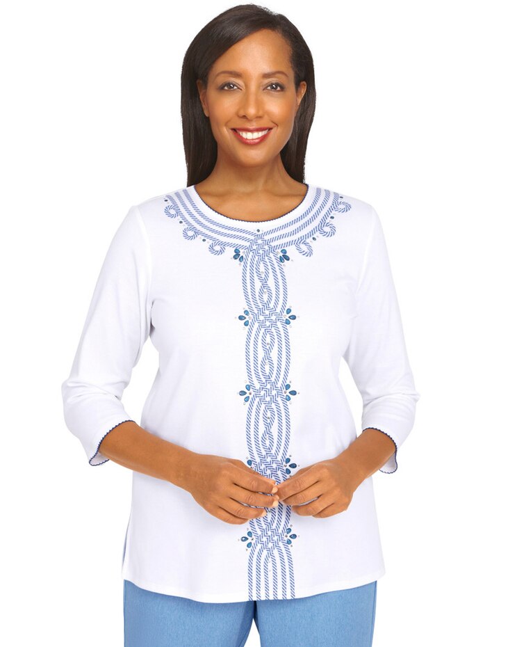 Alfred Dunner® Peace Of Mind Stripe Center Knit Top image number 1