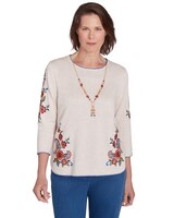 Alfred Dunner® Harvest Moon Paisley Floral Top with Detachable Necklace thumbnail number 1