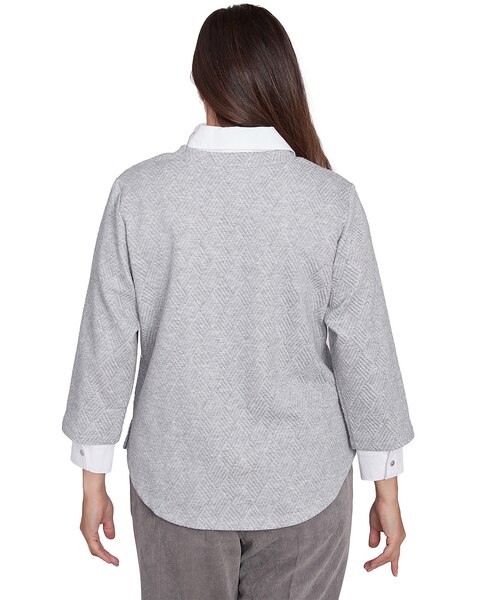 Alfred Dunner® Copenhagen Collar Layered Winter White Sweater