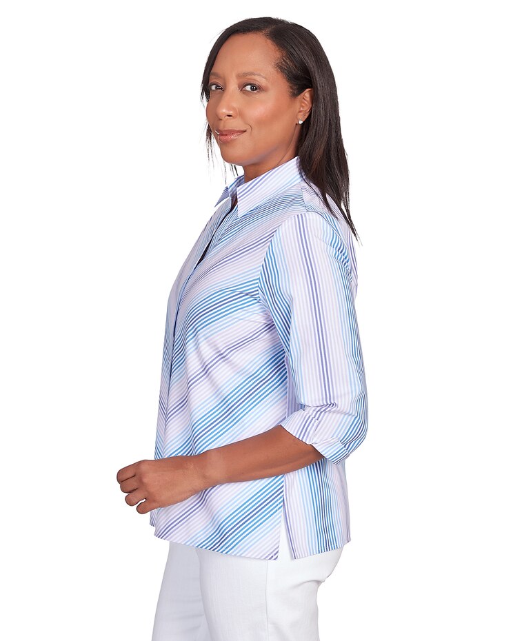 Alfred Dunner® Chevron Stripe Button Down Top image number 7