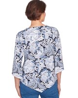 Alfred Dunner® Puff Print Lacey Floral Top with Necklace thumbnail number 2