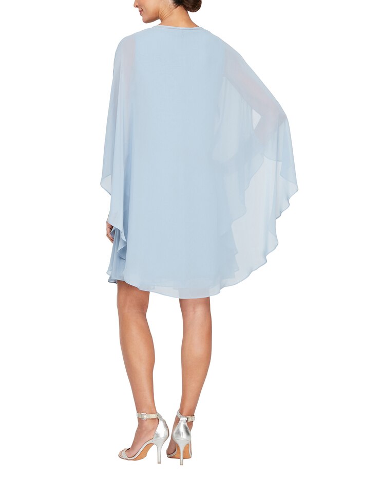 S.L. Fashions Caplet Beaded High Neck Dress image number 5