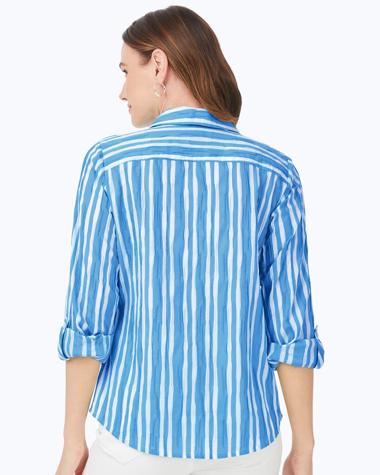 Foxcroft Hampton Long Sleeve Beach Stripe Shirt image number 2