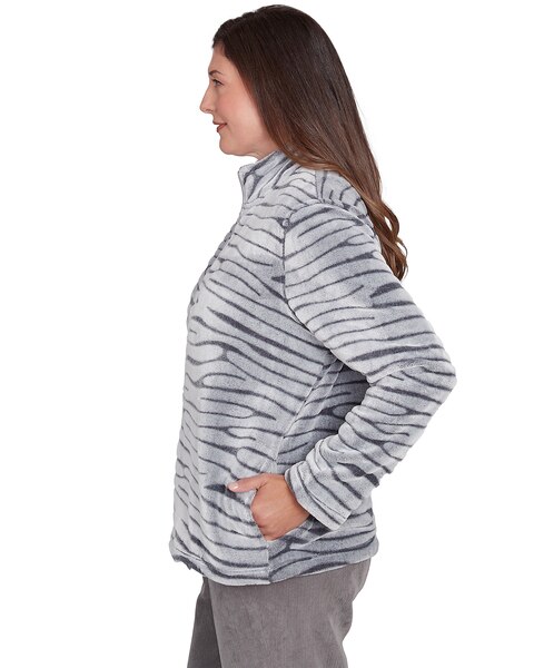 Alfred Dunner® Copenhagen Fuzzy Sculpted Zebra Animal Jacket