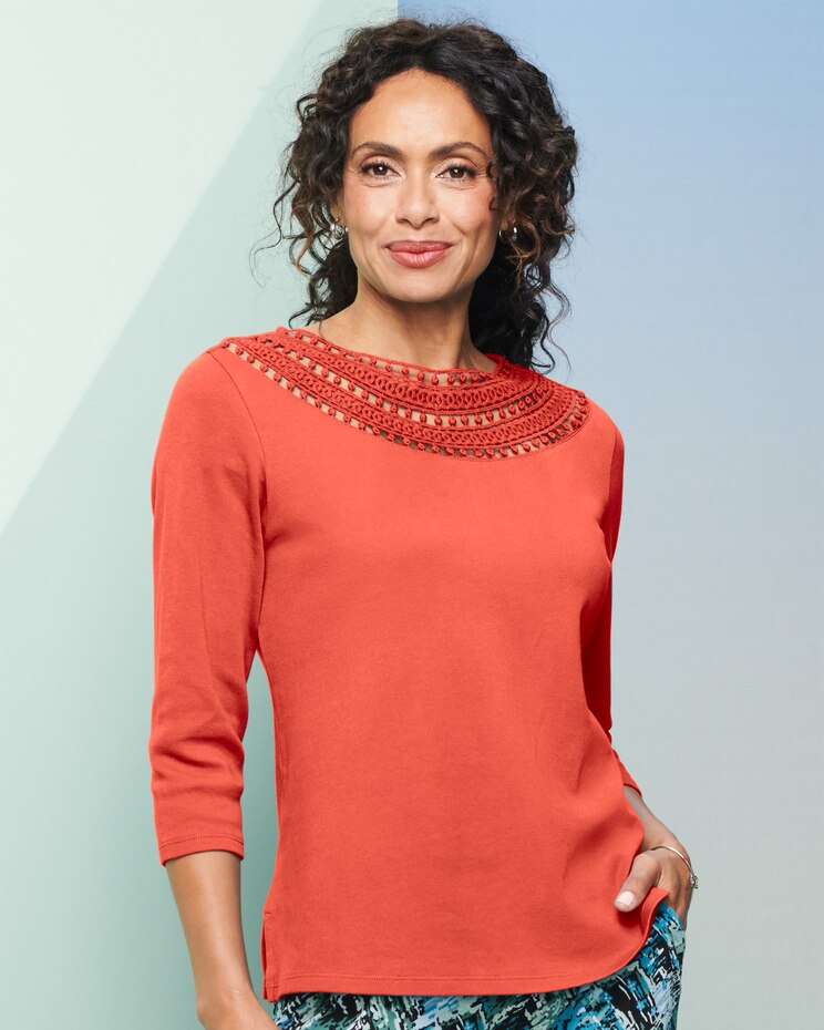 Crochet Trim Tee image number 1