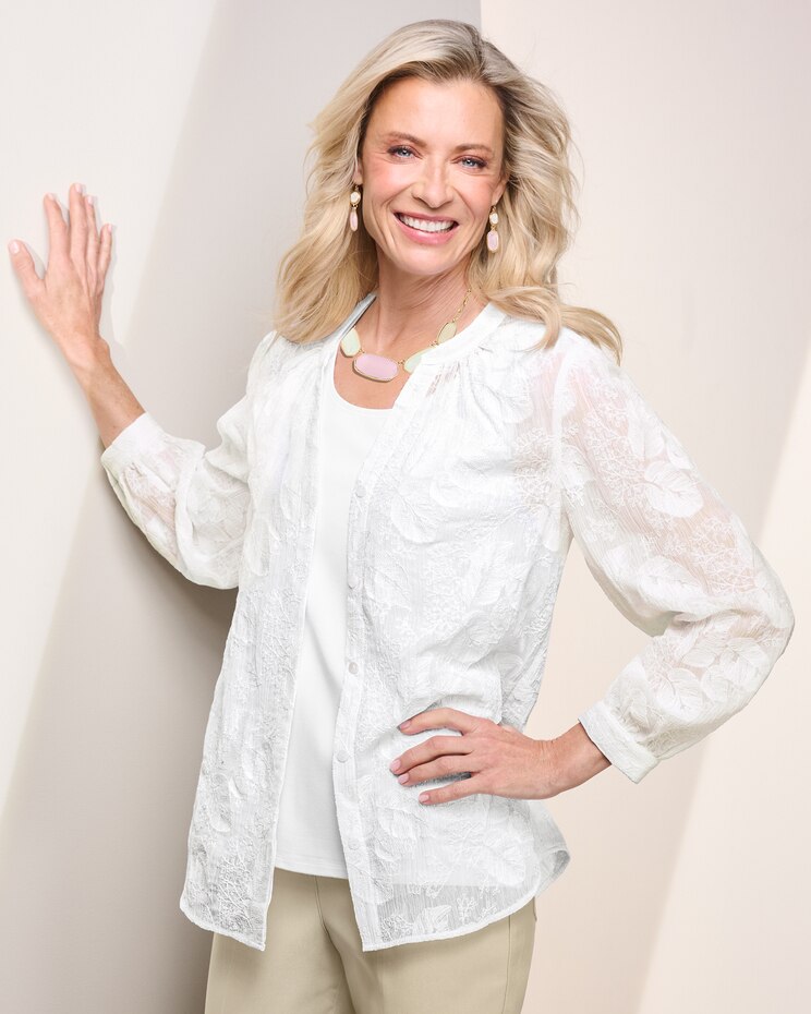 Leaf Embroidery Blouse image number 1