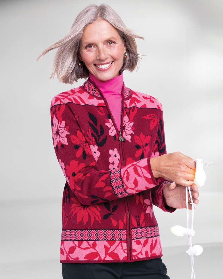 Poinsettia Nordic Cardigan image number 1