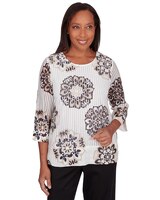 Alfred Dunner® Opposites Attract Medallion Textured Top thumbnail number 1