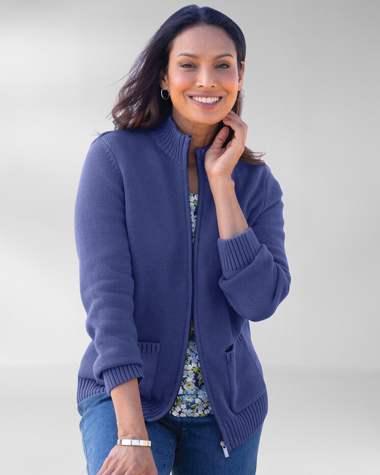 Bayside Cotton Zip-Front Cardigan image number 1