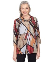 Alfred Dunner® Park Place Abstract Patchwork Cowl Neck Top thumbnail number 1